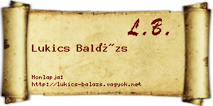 Lukics Balázs névjegykártya